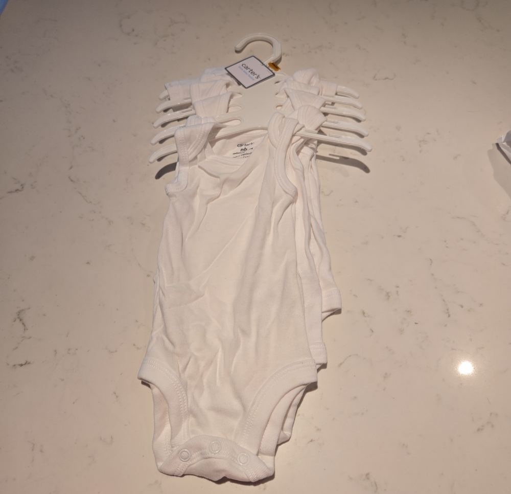 Carter's White Baby Cotton Sleeveless One-Piece Bodysuits - Pack
